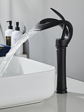 Bathroom Sink Faucet Waterfall Spout, Brass Mixer Basin Taps, Single Handle One Hole Bath Taps Painted Finishes Tall Body Modern Style